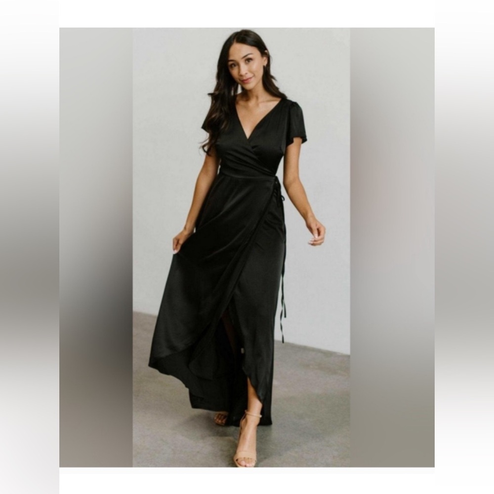 NWT Baltic Born long black satin dress XXXL